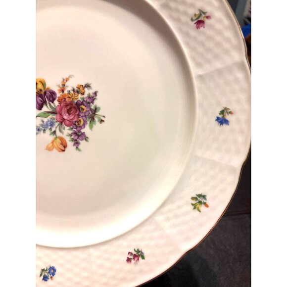 Thun Vtg Czech 12” Chop Plate Basket Weave Floral Gold Tradition Discontinued 22 - Picture 6 of 7